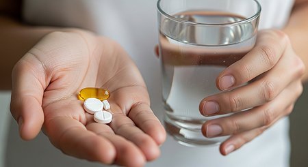 Таблетки различной формы лежат на руке